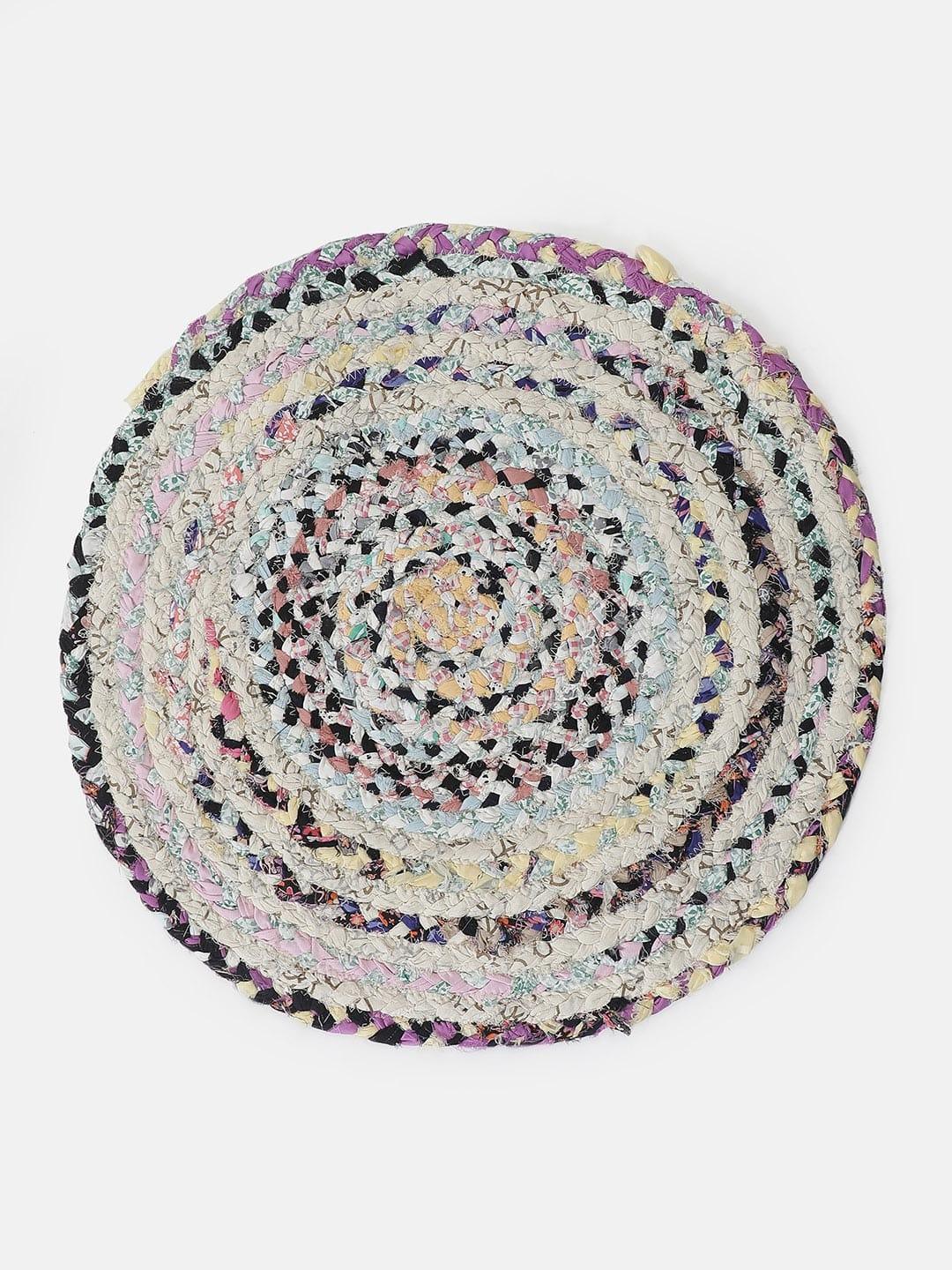 Apex Multihued Round Shape Cotton Rug For Colorful Decor