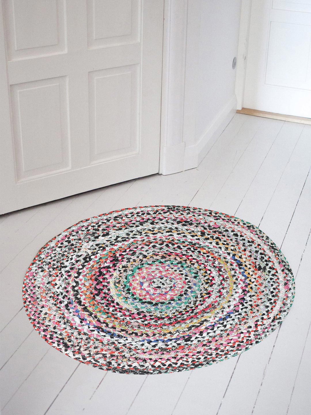 Spectral Mega Color Round Shape Cotton Rug For Home