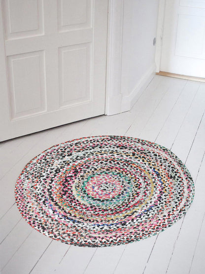 Spectral Mega Color Round Shape Cotton Rug For Home