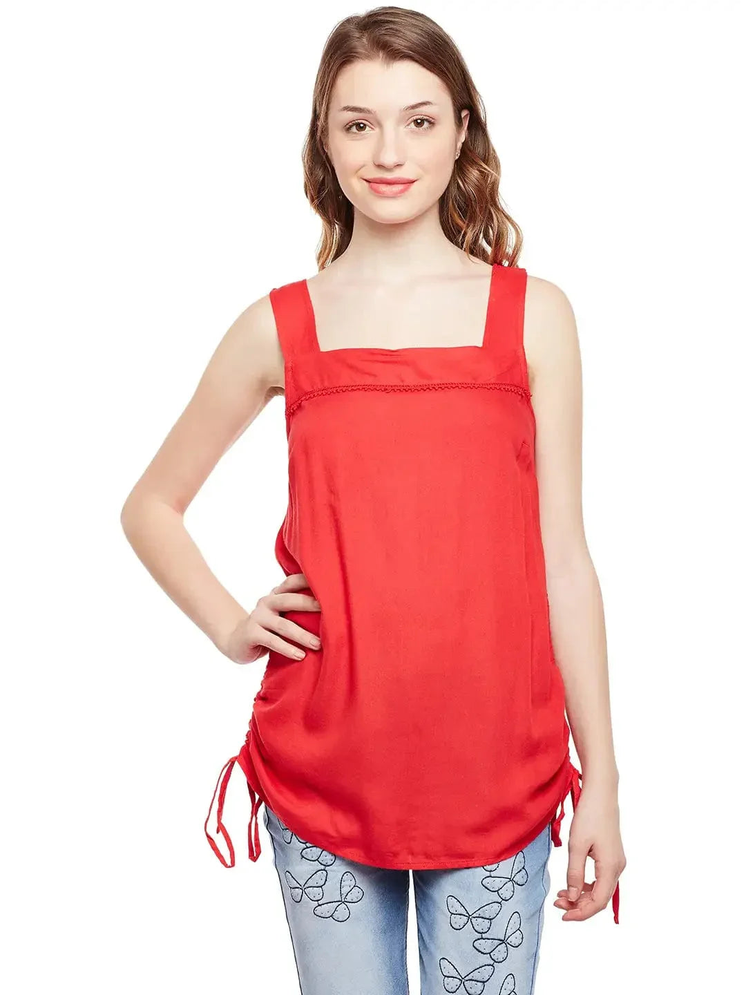 Oxblood Lace Tie Detail Top - oxolloxo