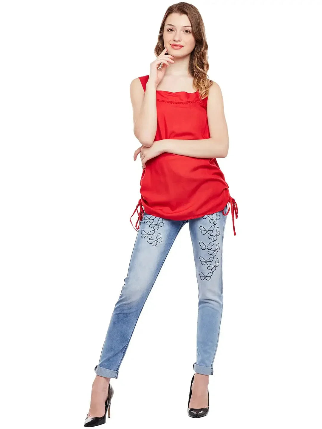 Oxblood Lace Tie Detail Top - oxolloxo