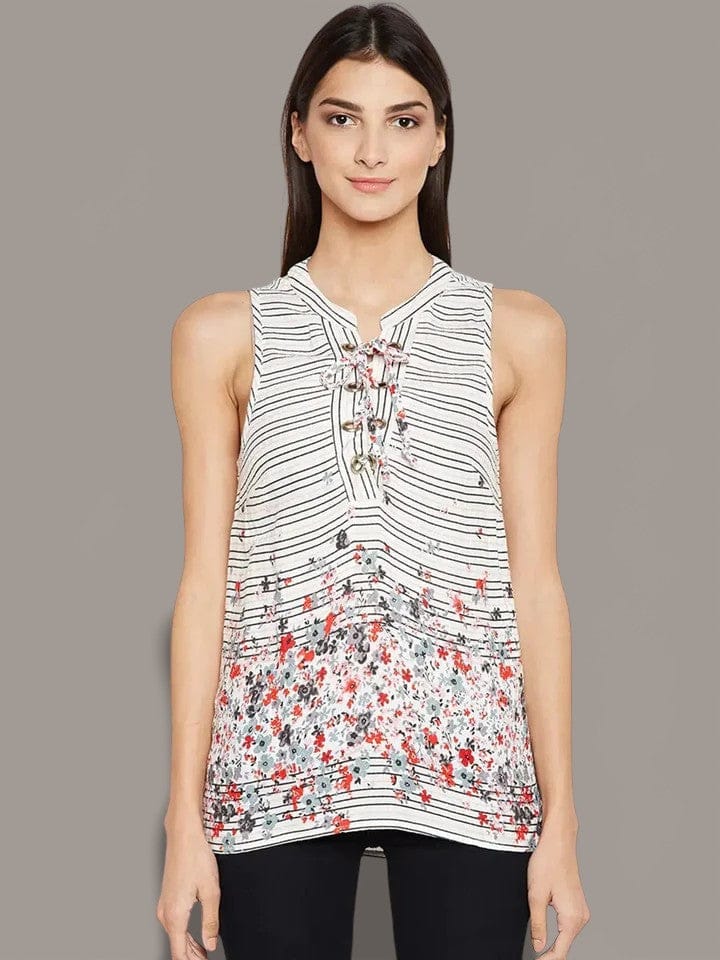 Women's Multicolor Floral Stripe Top