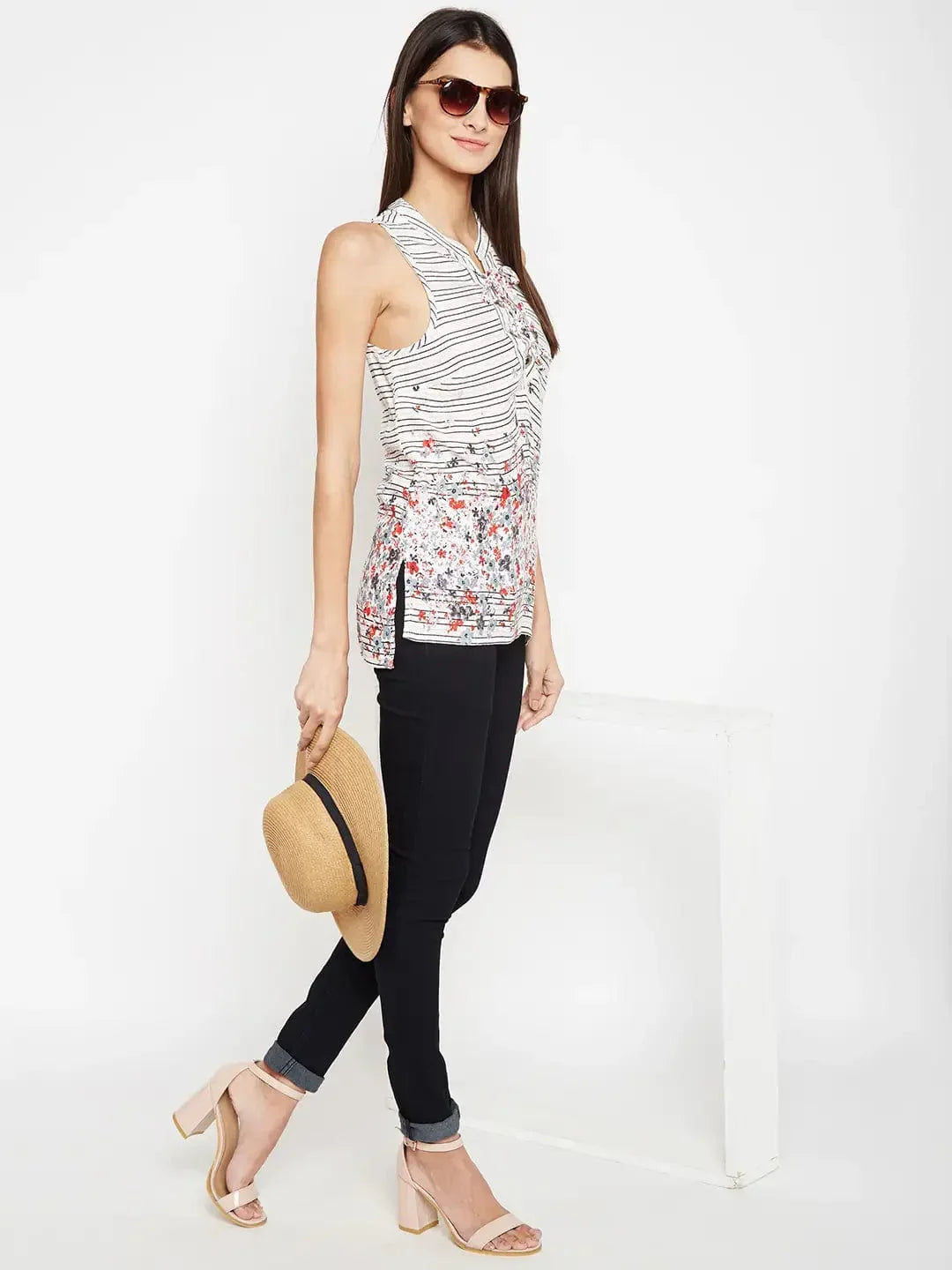 Floral Linda Stripe Criss Top - oxolloxo