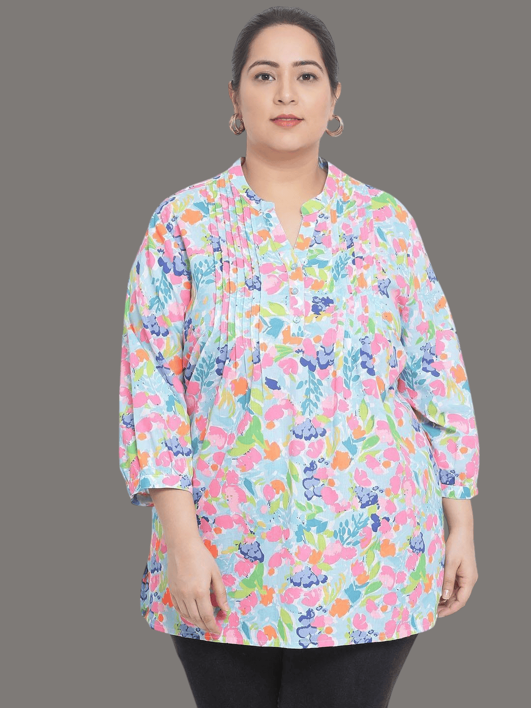 Plus Size Multicolor Cotton Tunic