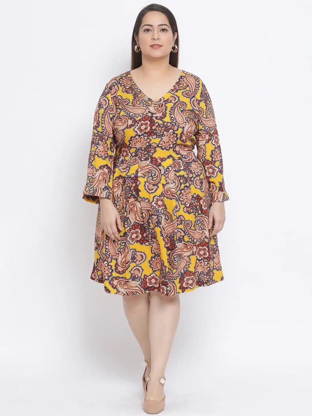 Floral Future Plus Size Curvy Women Dress For Spring Wear