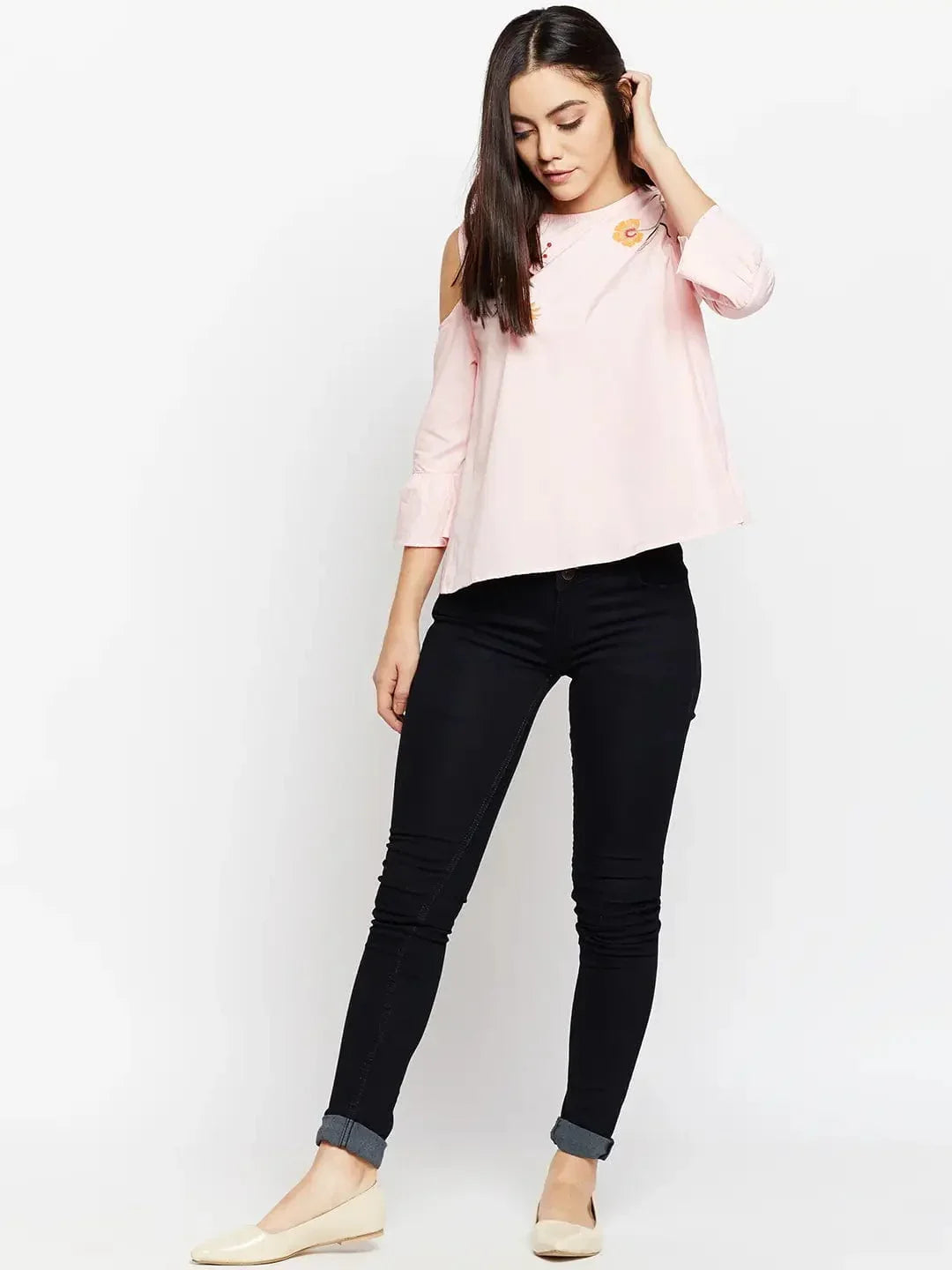 Feminine Pick Embroidered Top - oxolloxo