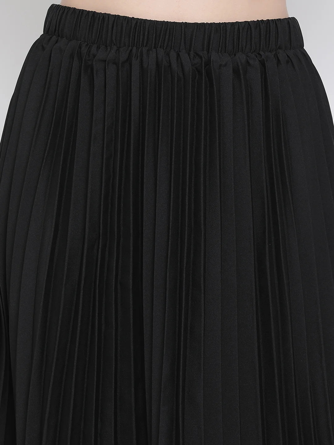 Black East Pleated Women Skirt For Elegant Evening Style