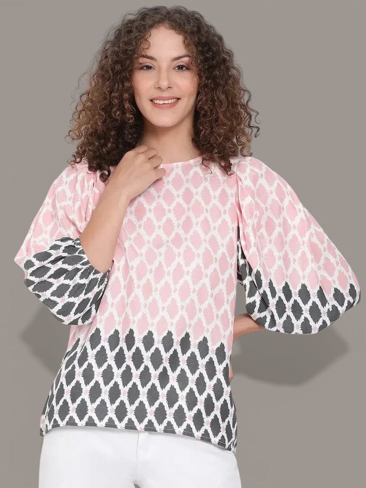 Peach Abstract Printed Top