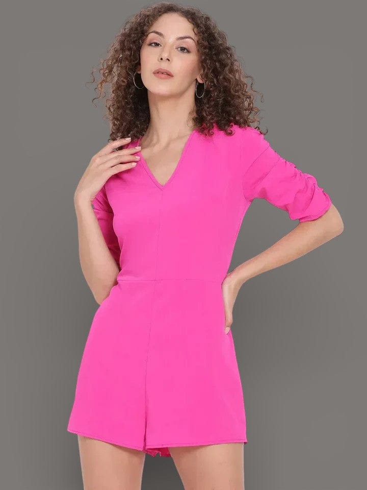 Hot Pink Vogue For Stylish Summer Days Women Play Suits