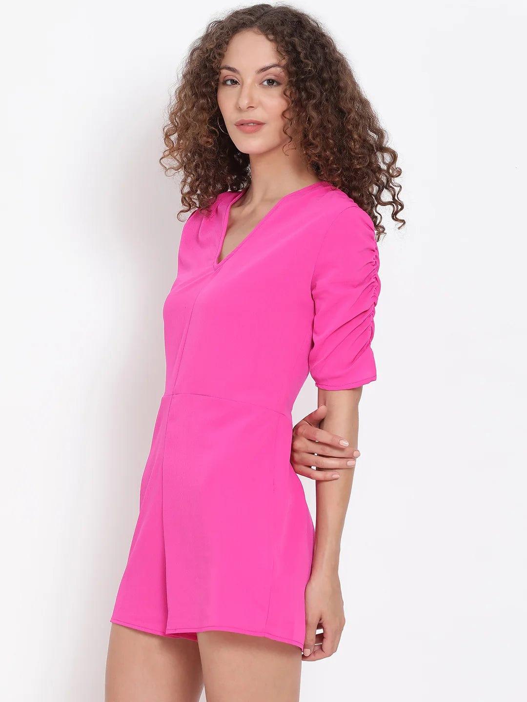 Hot Pink Vogue For Stylish Summer Days Women Play Suits