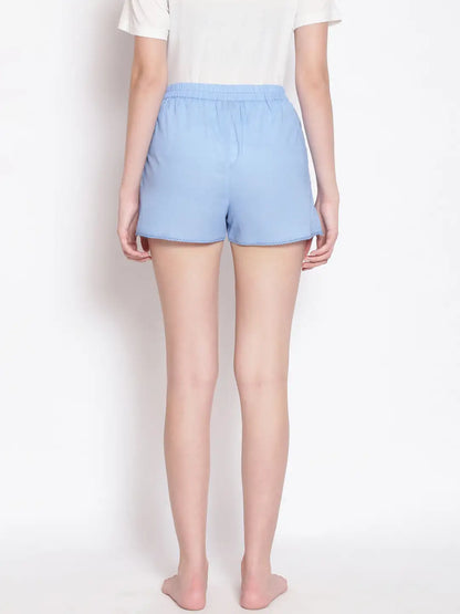 Powder Blue Women’s Nightwear Shorts For Comfortable Sleepwear