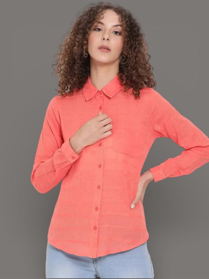 Red Self Checked Dobby Shirt