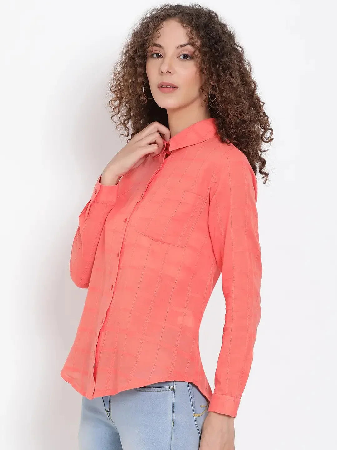 Red Self Checked Dobby Shirt - oxolloxo