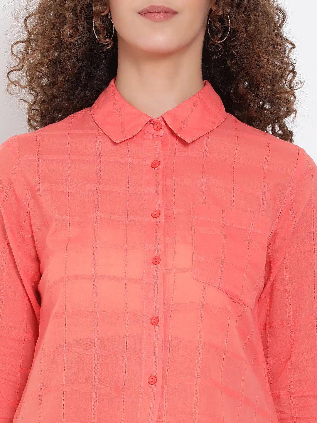 Red Self Checked Dobby Shirt - oxolloxo
