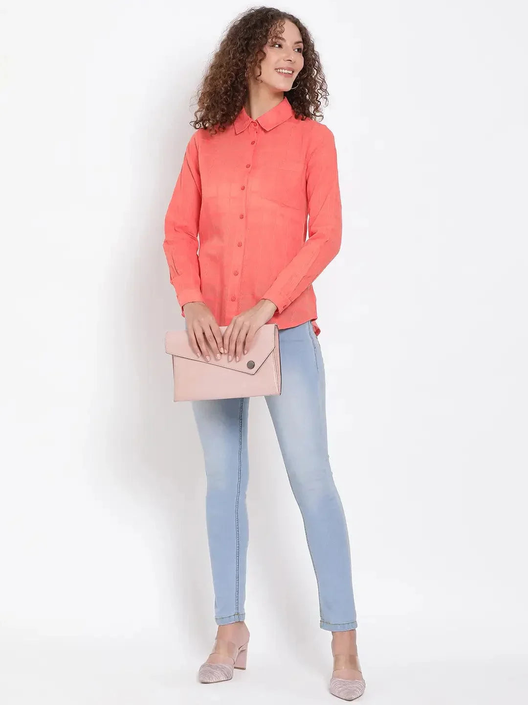 Red Self Checked Dobby Shirt - oxolloxo