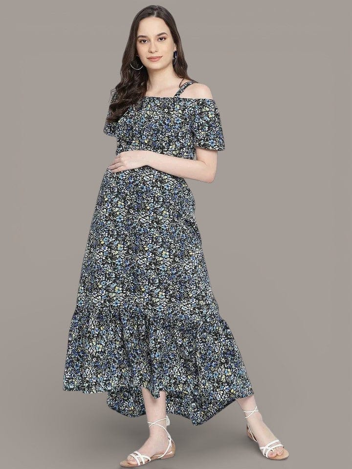 Endearing Sweet Posh Floral Printed Maternity Dress For Moms