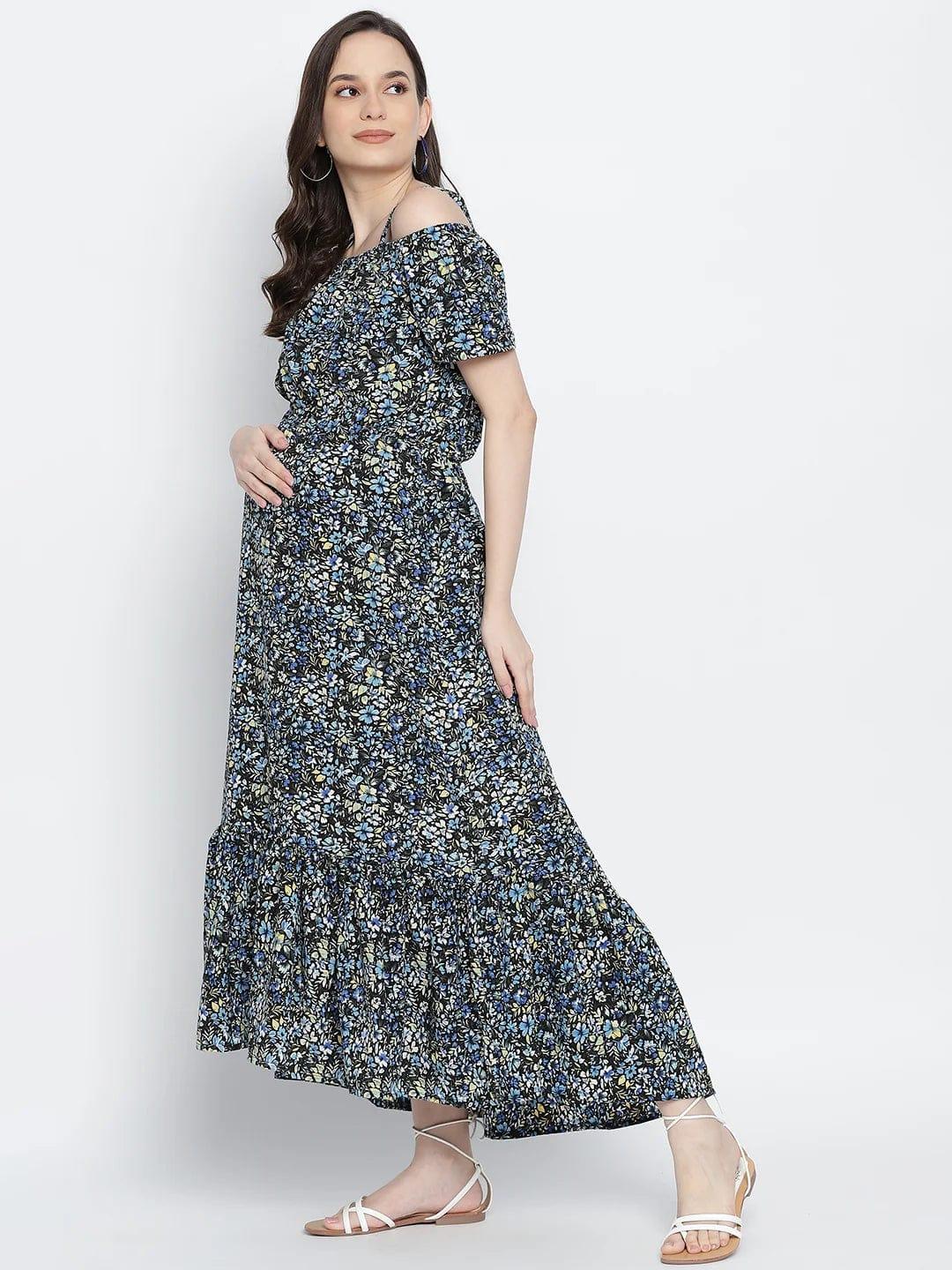 Endearing Sweet Posh Floral Printed Maternity Dress For Moms