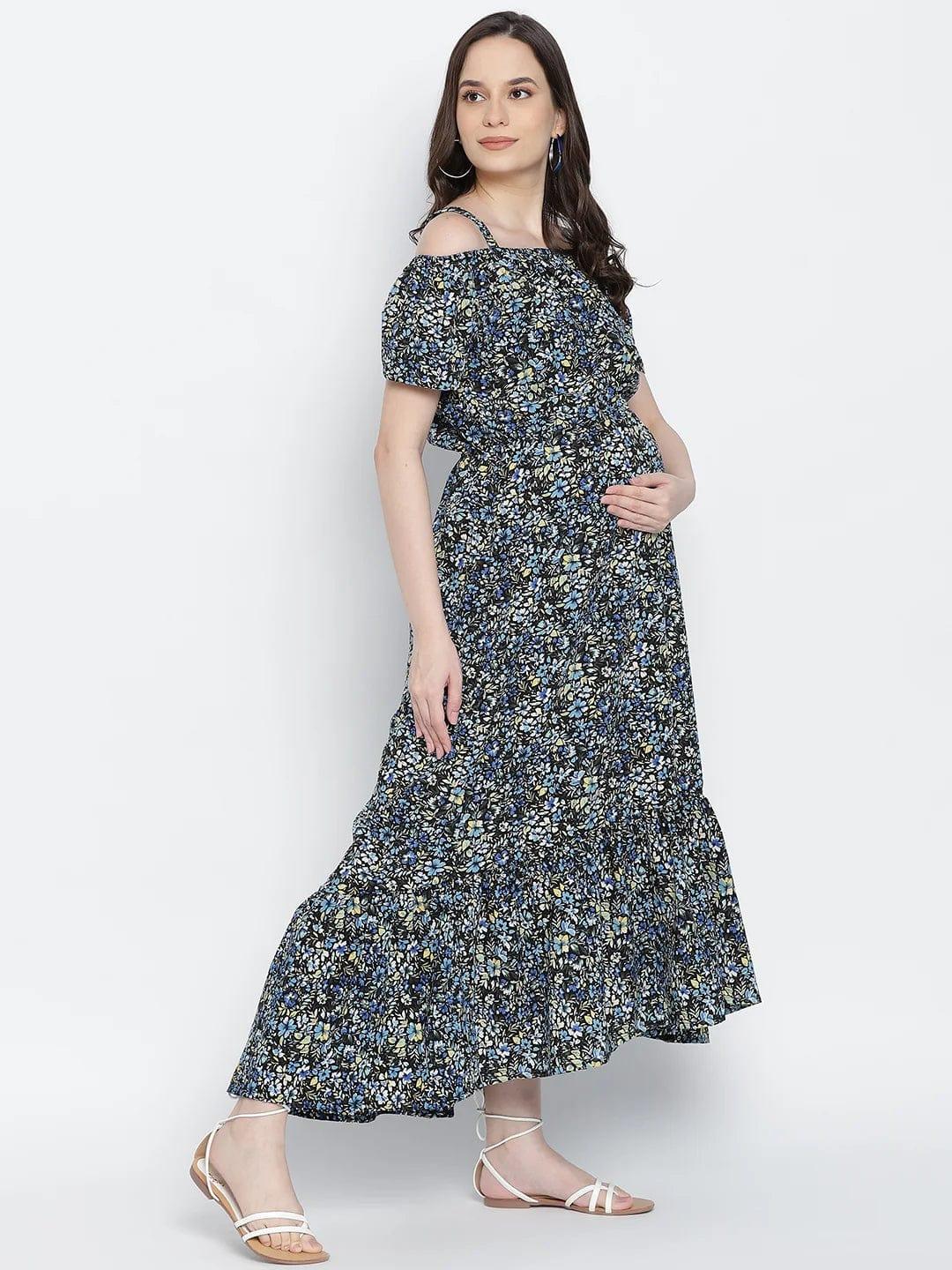 Endearing Sweet Posh Floral Printed Maternity Dress For Moms