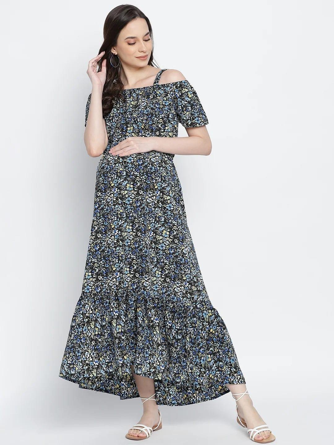 Endearing Sweet Posh Floral Printed Maternity Dress For Moms