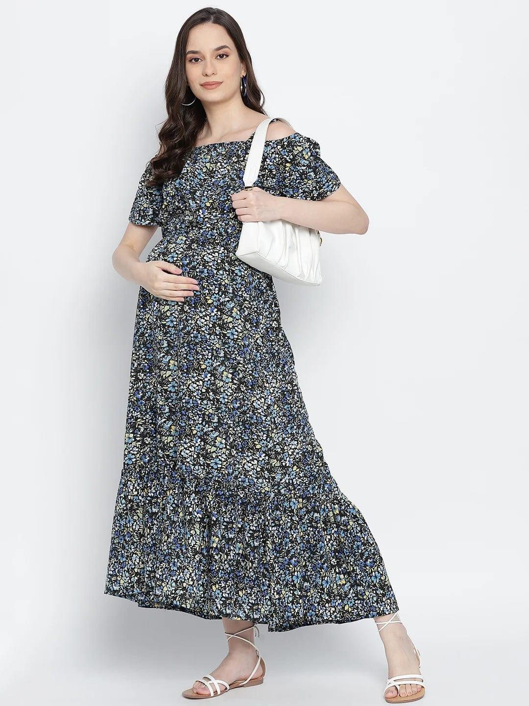 Endearing Sweet Posh Floral Printed Maternity Dress For Moms