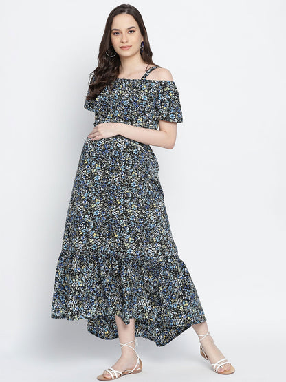 Endearing Sweet Posh Floral Printed Maternity Dress For Moms