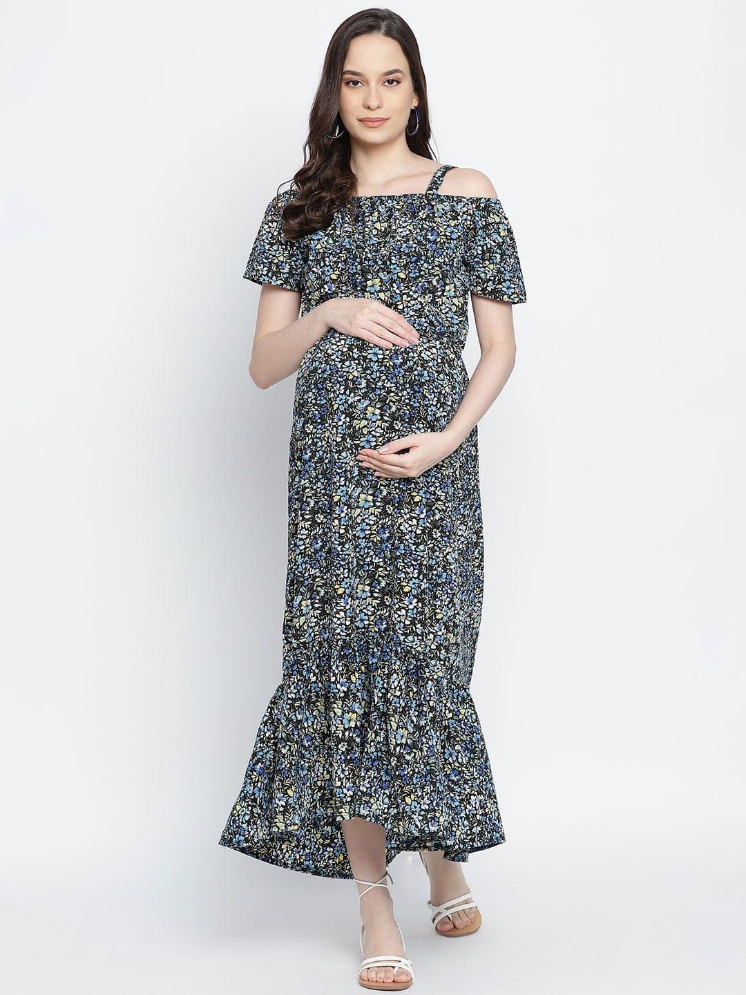 Endearing Sweet Posh Floral Printed Maternity Dress For Moms