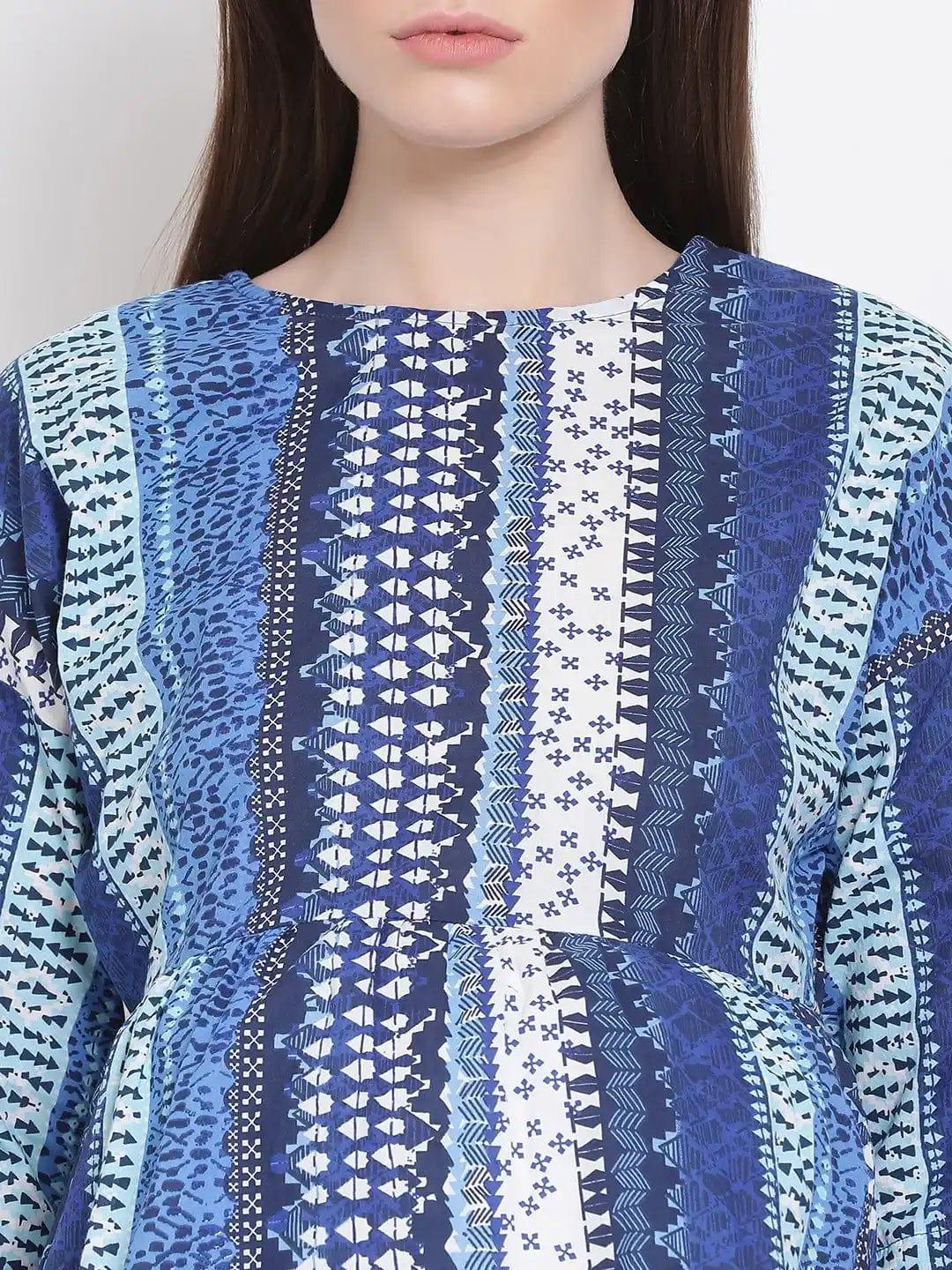 Blue Printed Maternity Top For Expecting Mothers Today