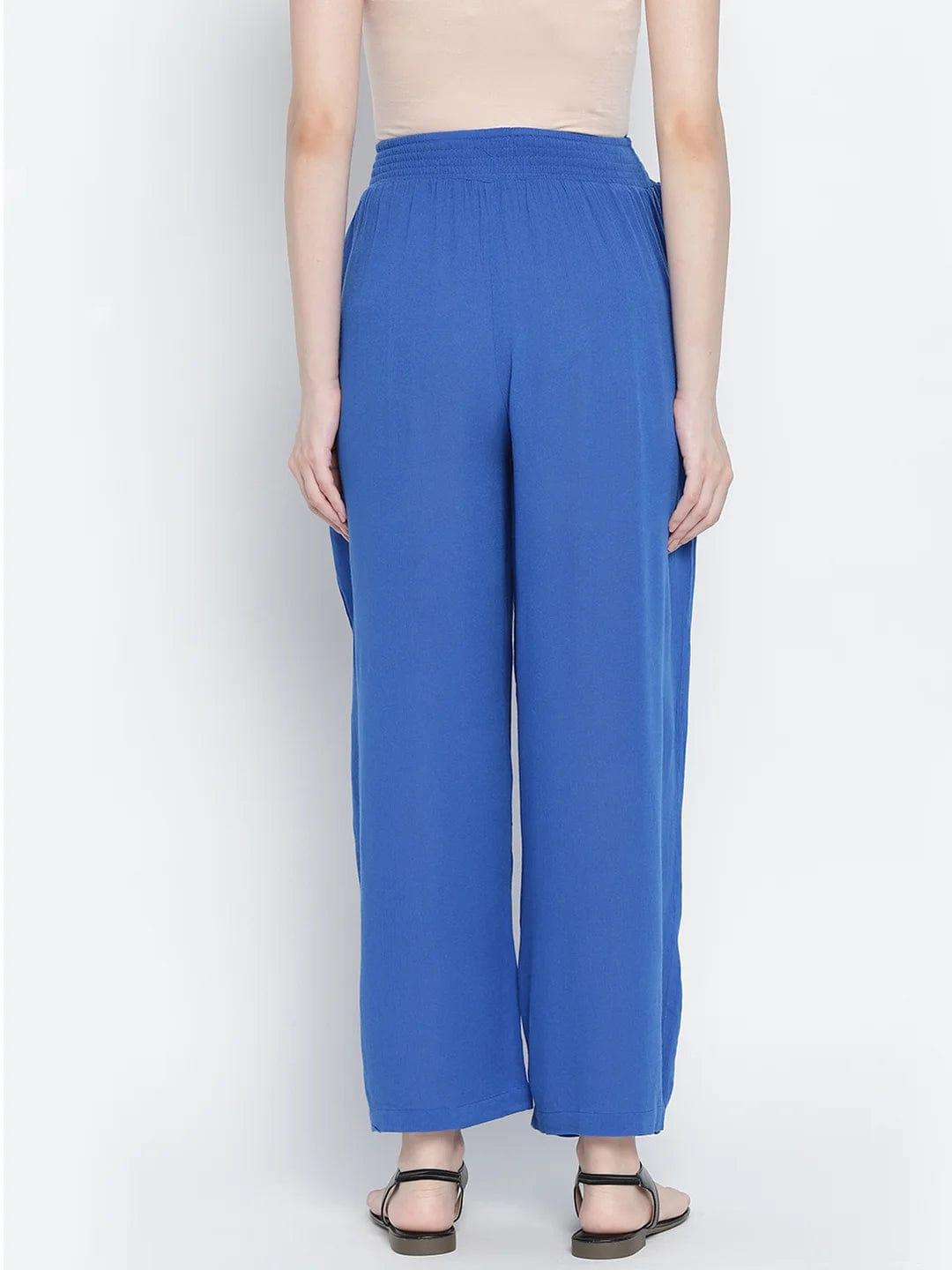 Blast Aqua Blue Maternity Smocking Waist Pants For Women