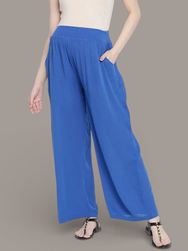 Blast Aqua Blue Maternity Smocking Waist Pants For Women