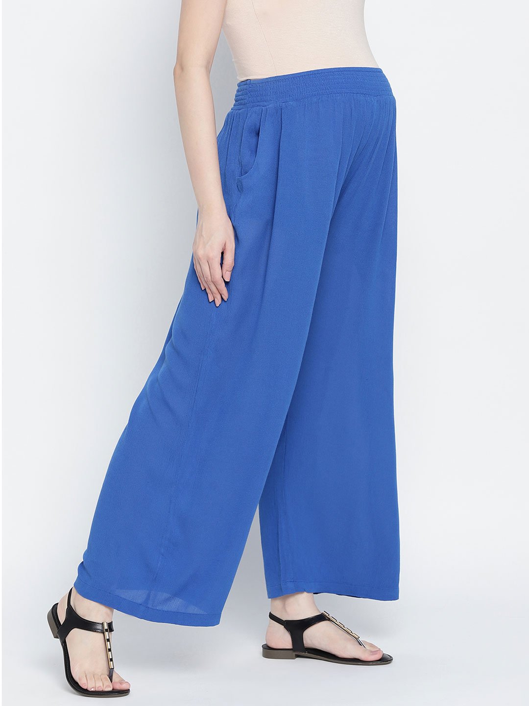 Blast Aqua Blue Maternity Smocking Waist Pants For Women