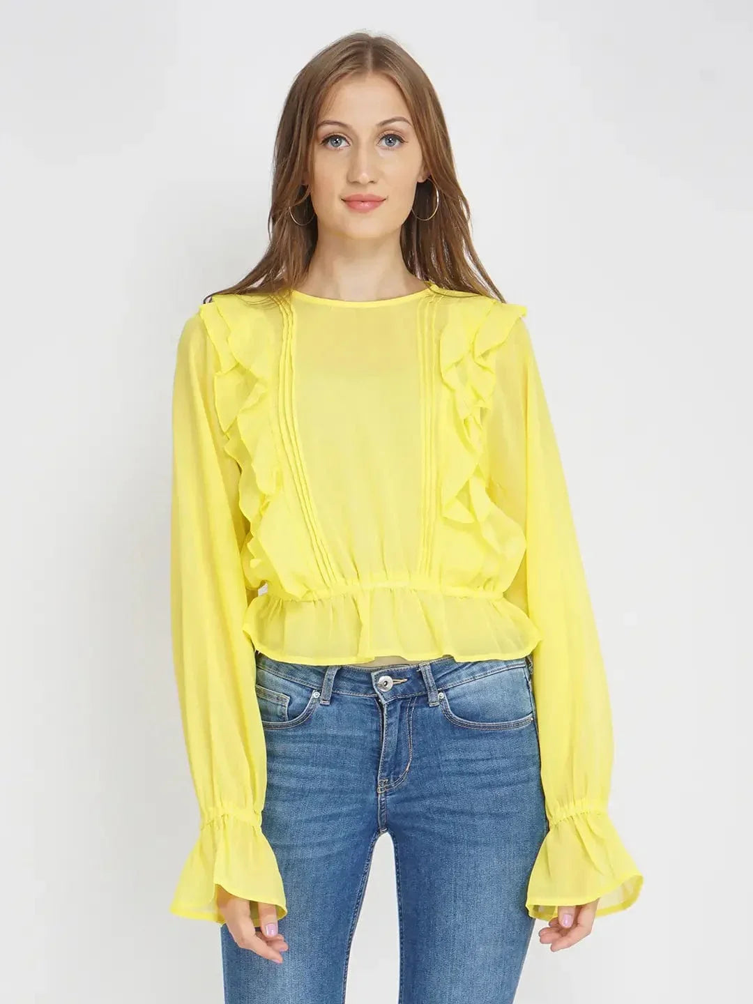 Sunflower Yellow Frilled Women'S Top - oxolloxo