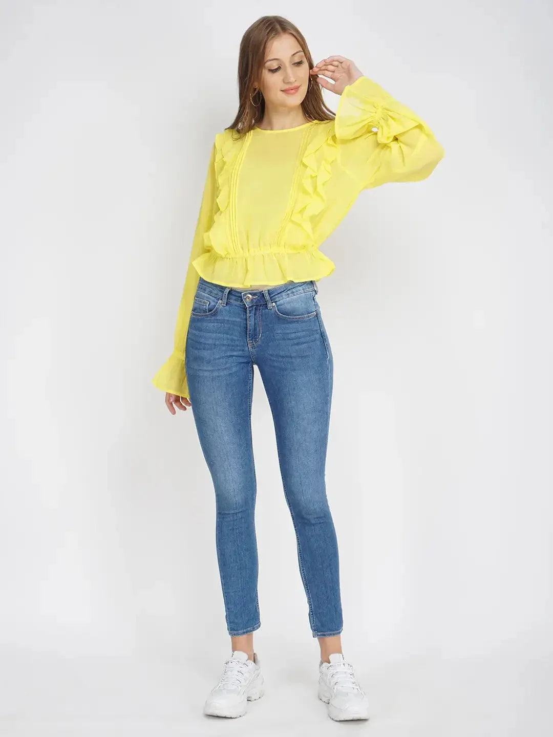 Sunflower Yellow Frilled Women'S Top - oxolloxo