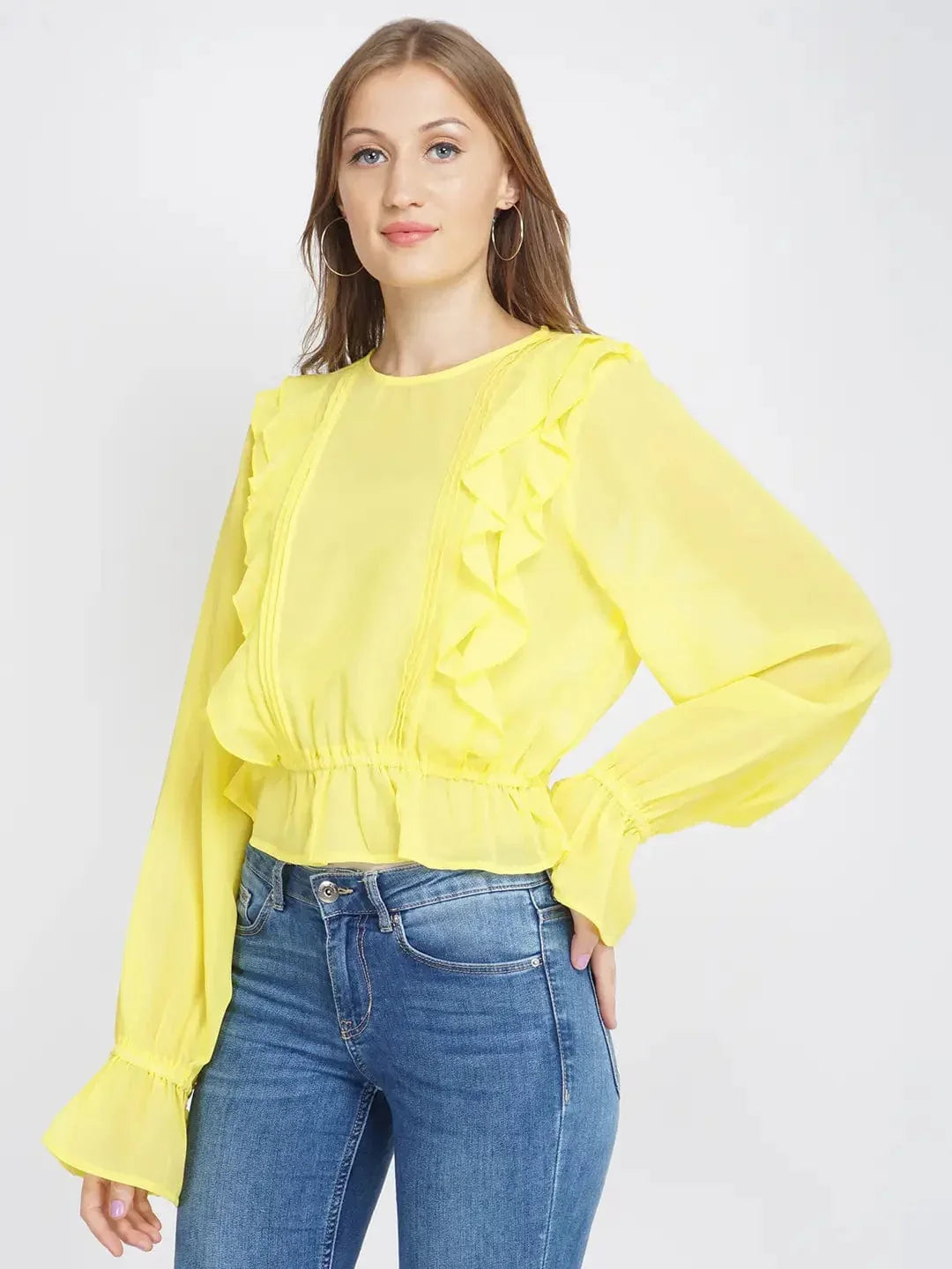 Sunflower Yellow Frilled Women'S Top - oxolloxo