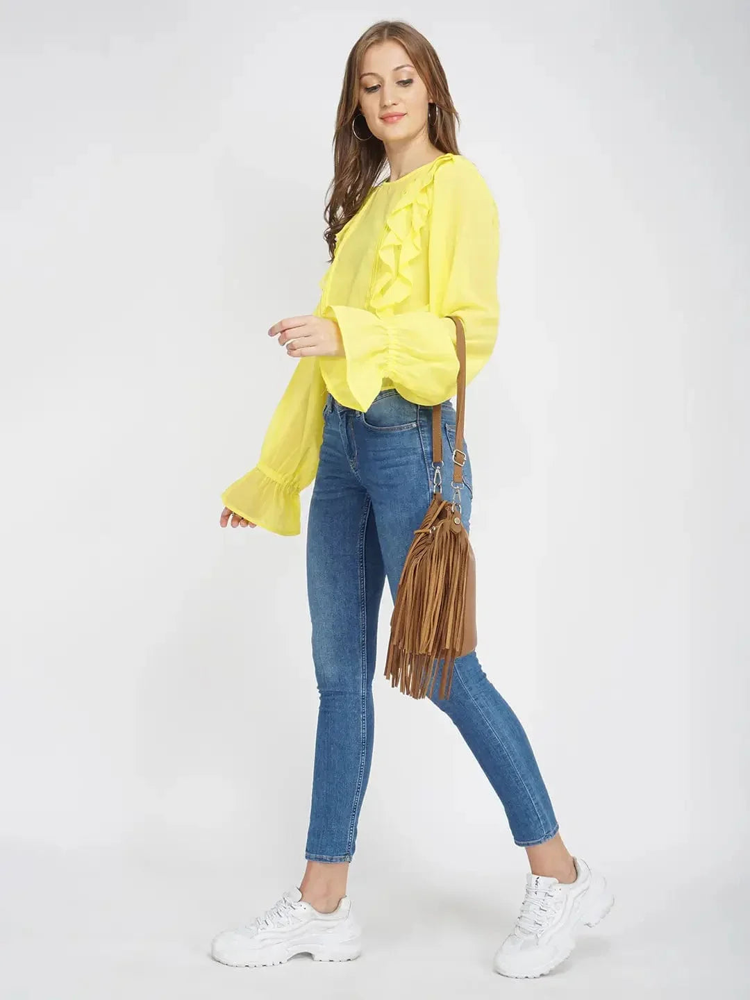 Sunflower Yellow Frilled Women'S Top - oxolloxo