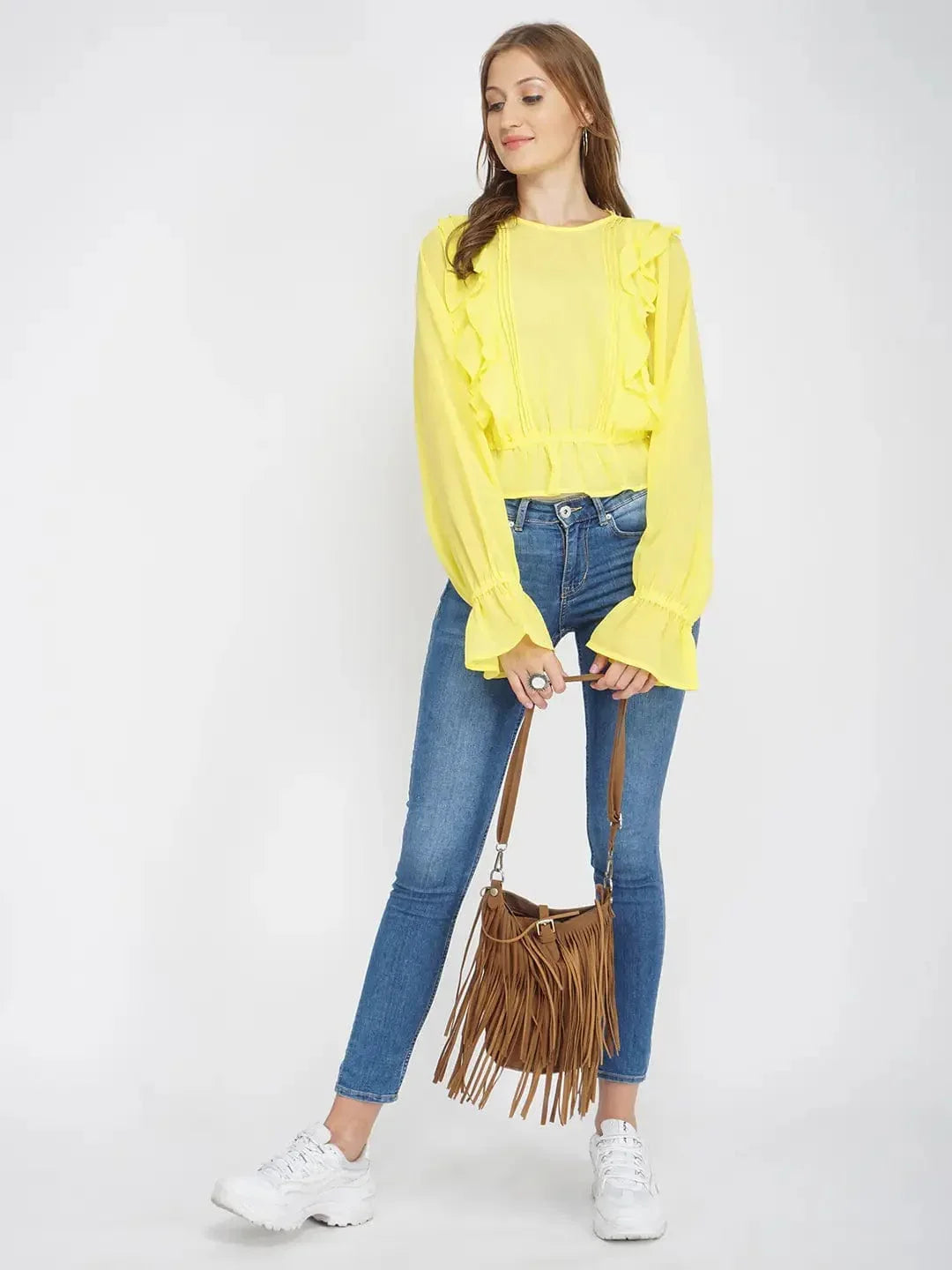 Sunflower Yellow Frilled Women'S Top - oxolloxo