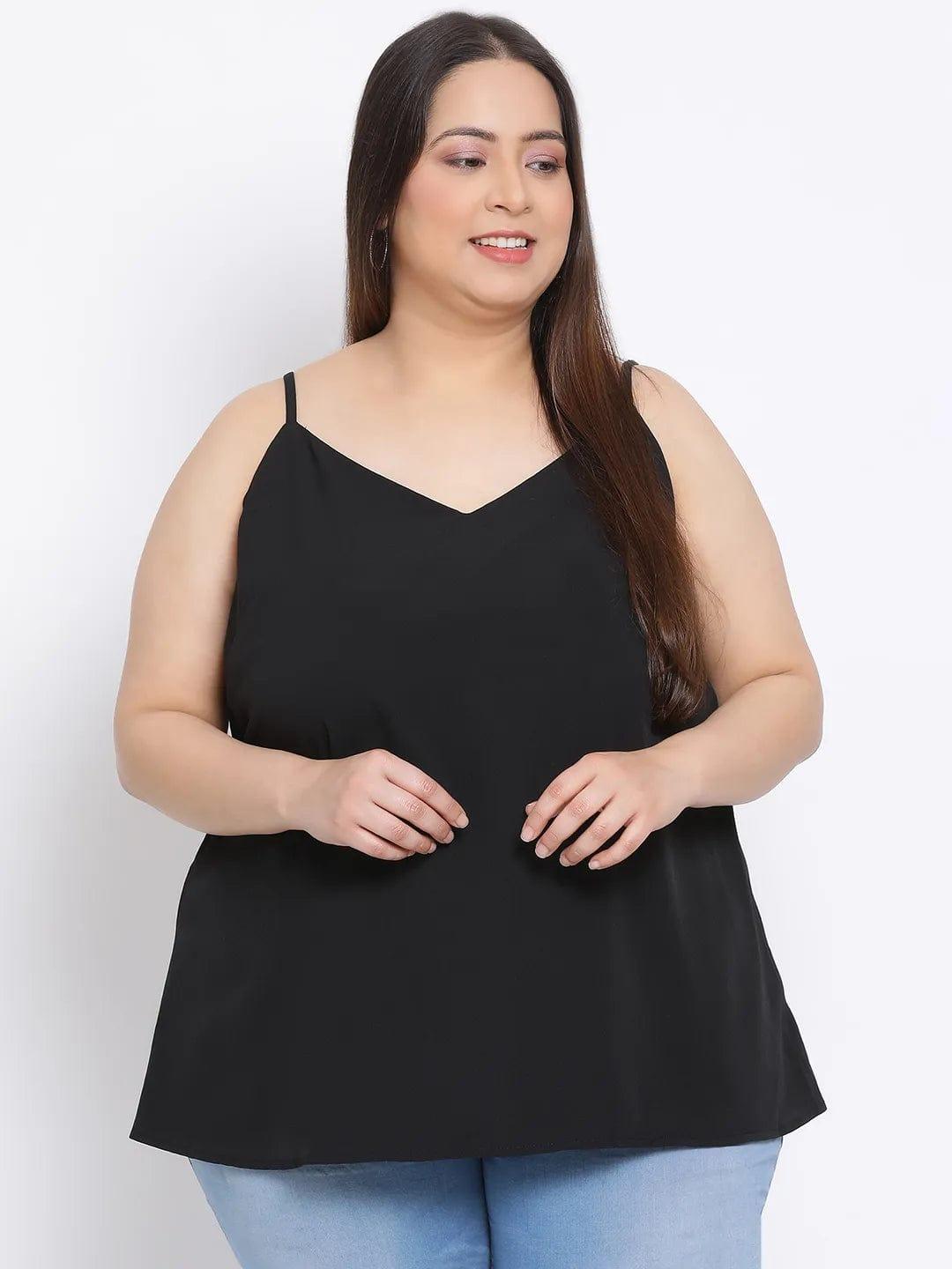 Black Basic Plus Size Spaghetti Top