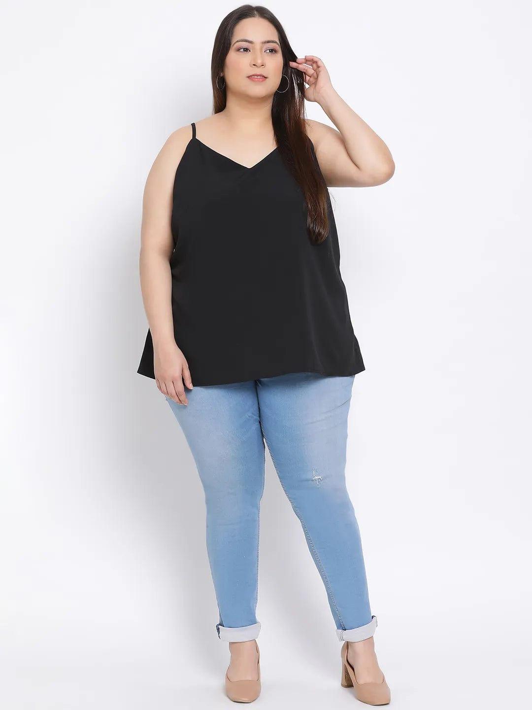 Black Basic Plus Size Spaghetti Top