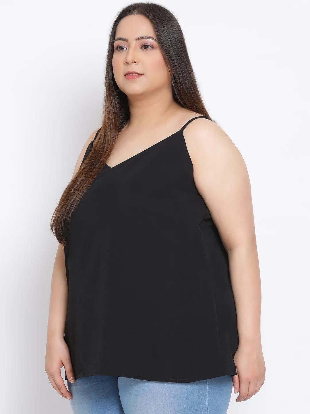 Black Basic Plus Size Spaghetti Top