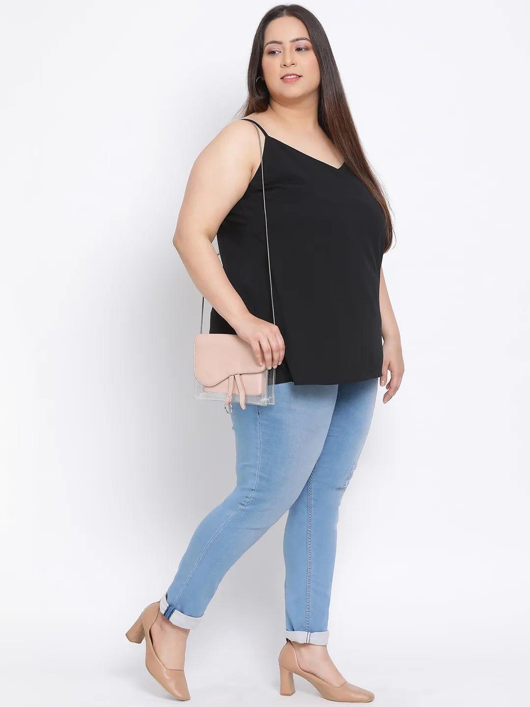 Black Basic Plus Size Spaghetti Top