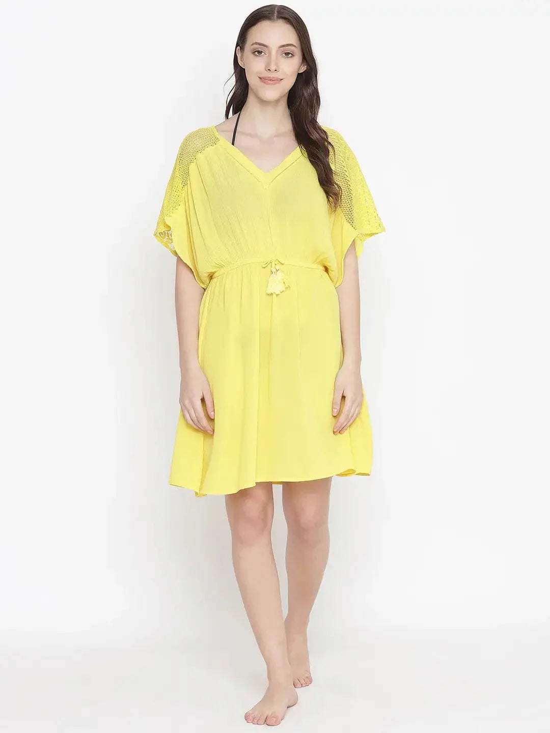 Sunny Hush Yellow Women Nightwear Dress - oxolloxo