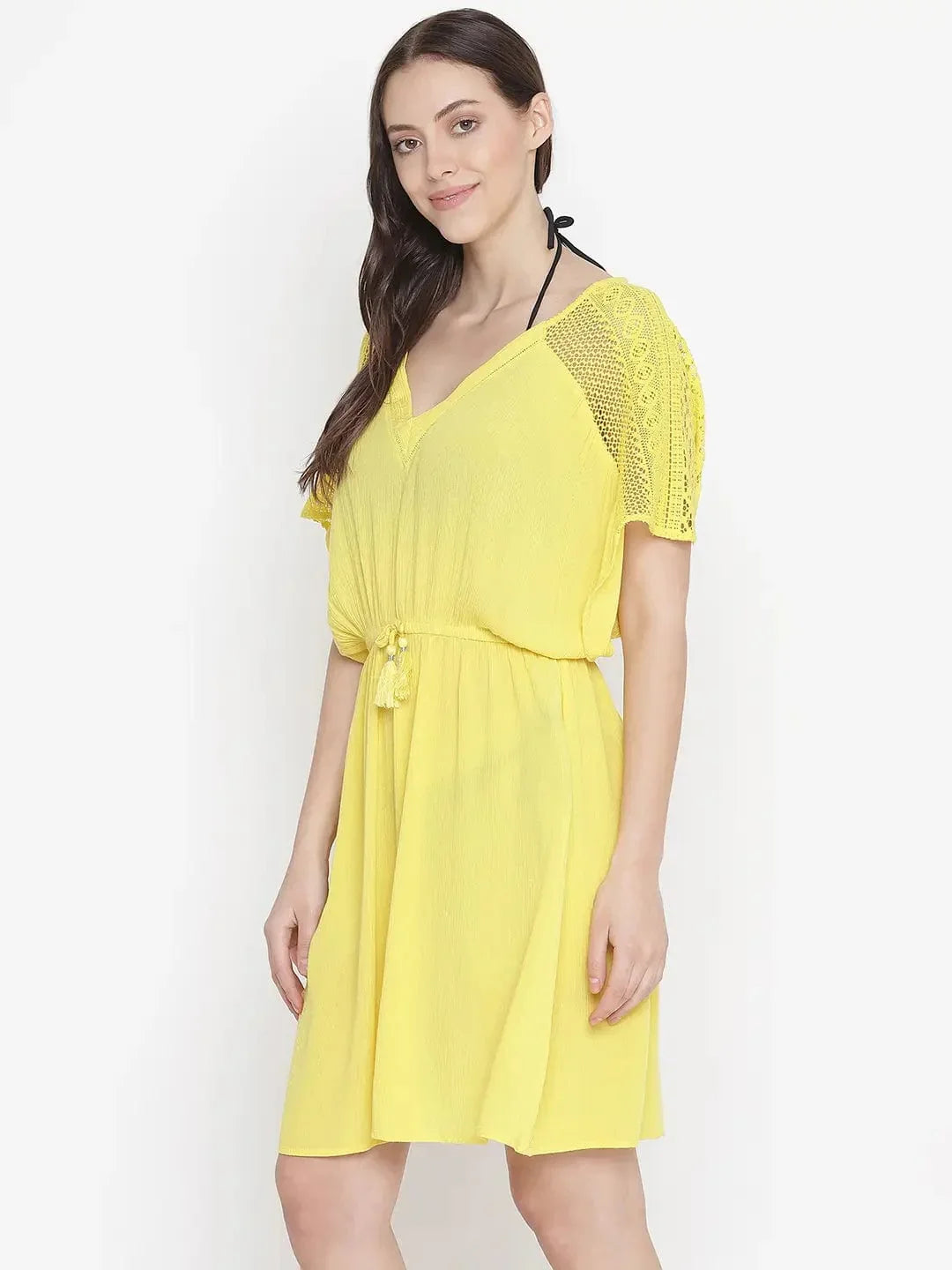 Sunny Hush Yellow Women Nightwear Dress - oxolloxo