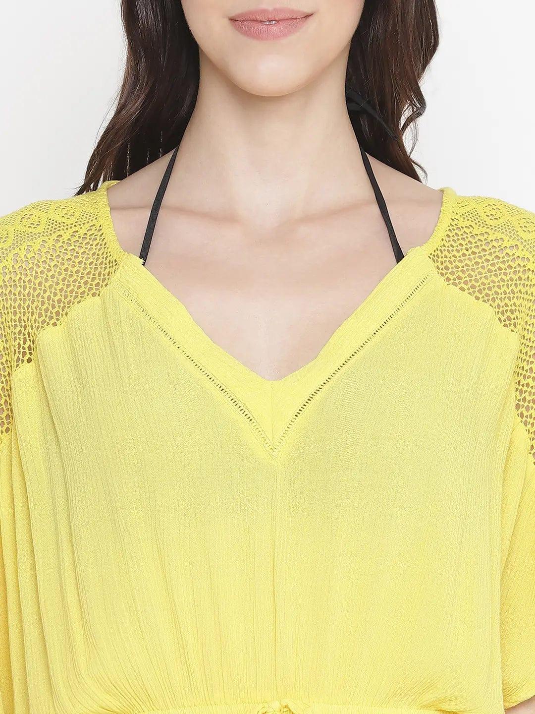 Sunny Hush Yellow Women Nightwear Dress - oxolloxo