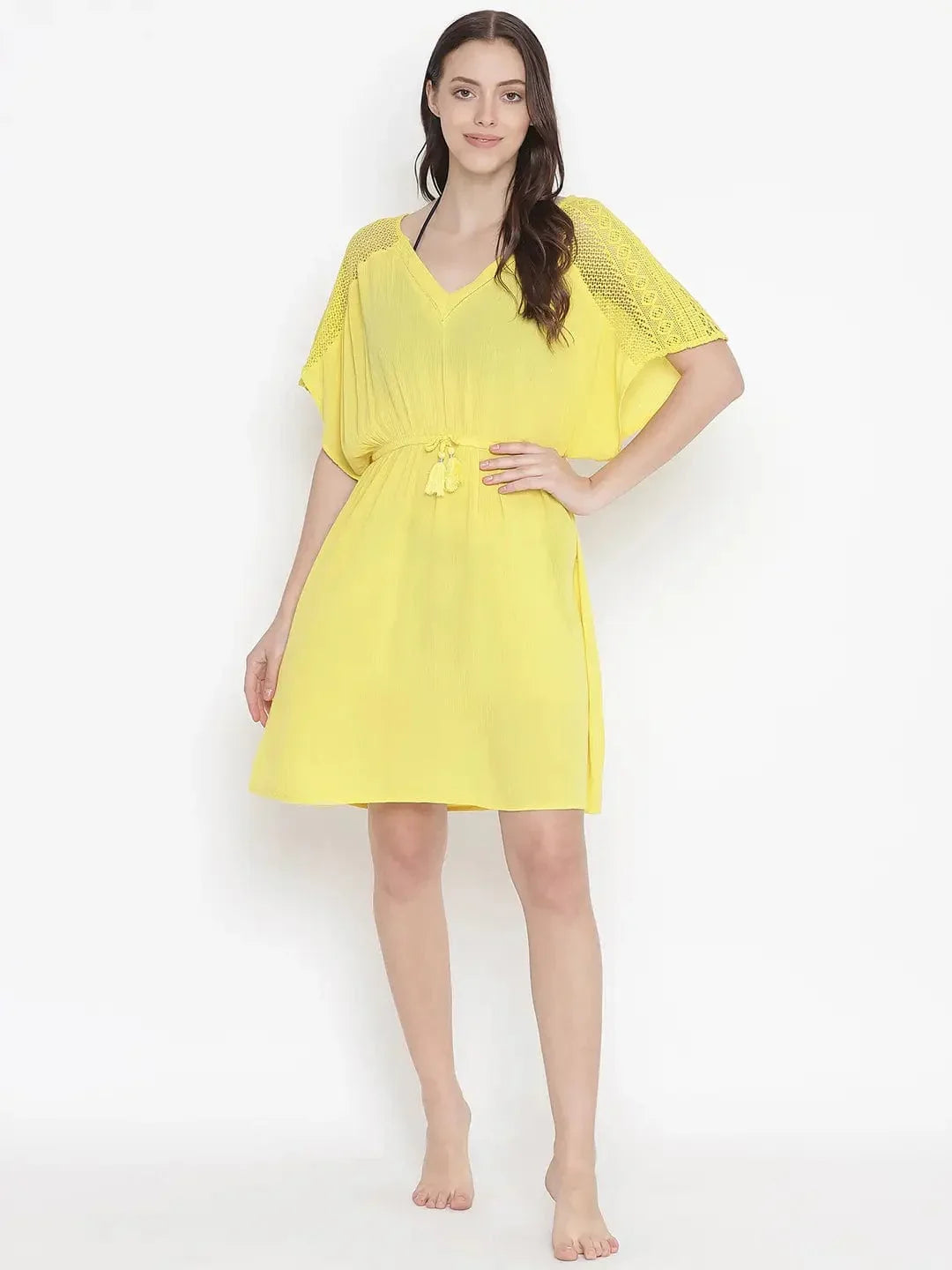 Sunny Hush Yellow Women Nightwear Dress - oxolloxo