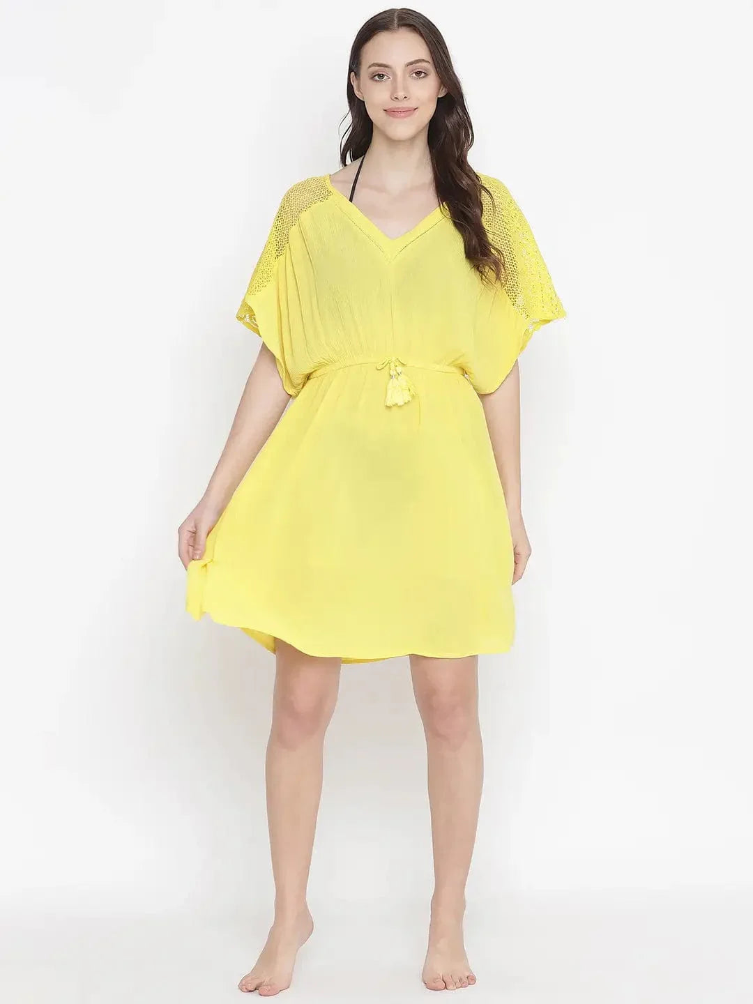 Sunny Hush Yellow Women Nightwear Dress - oxolloxo