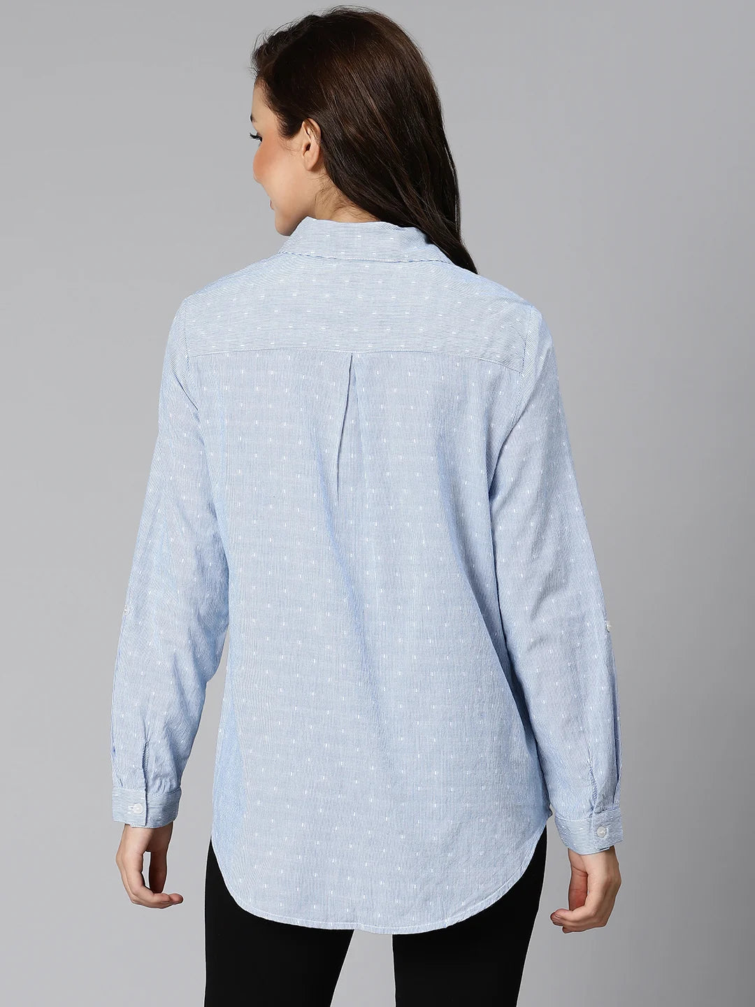 Cambridge Blue Striped Women Shirt For Casual Summer Style