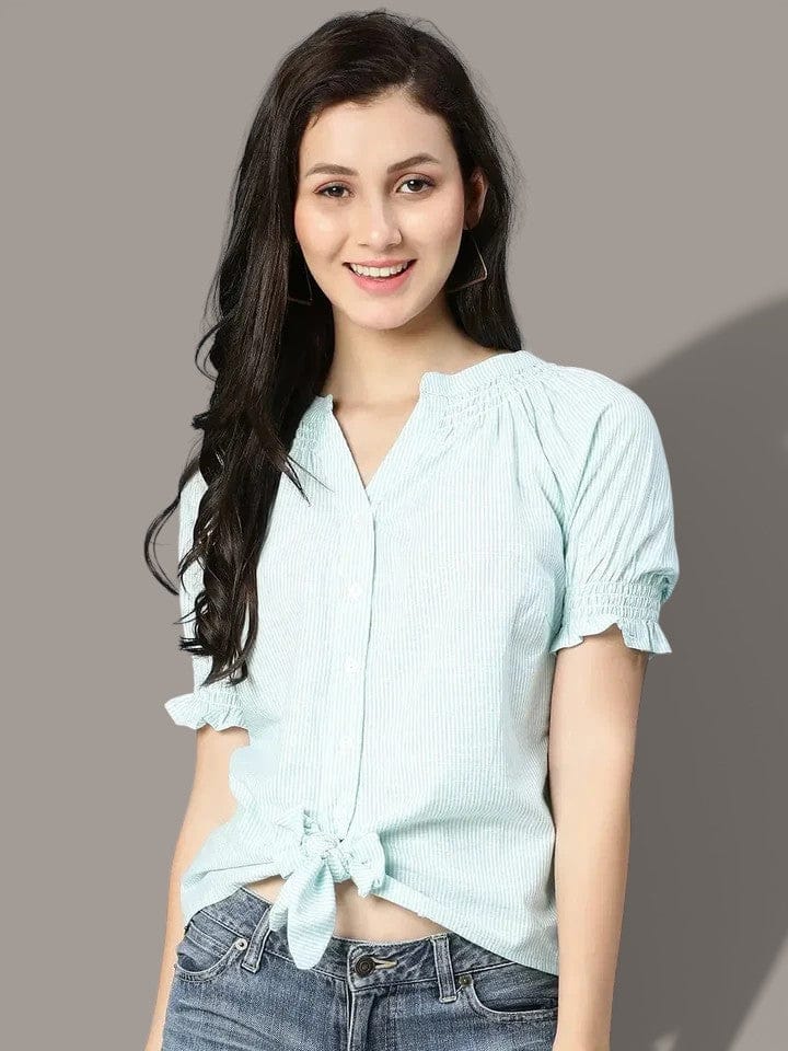 Women's Green Stripe Printed Top