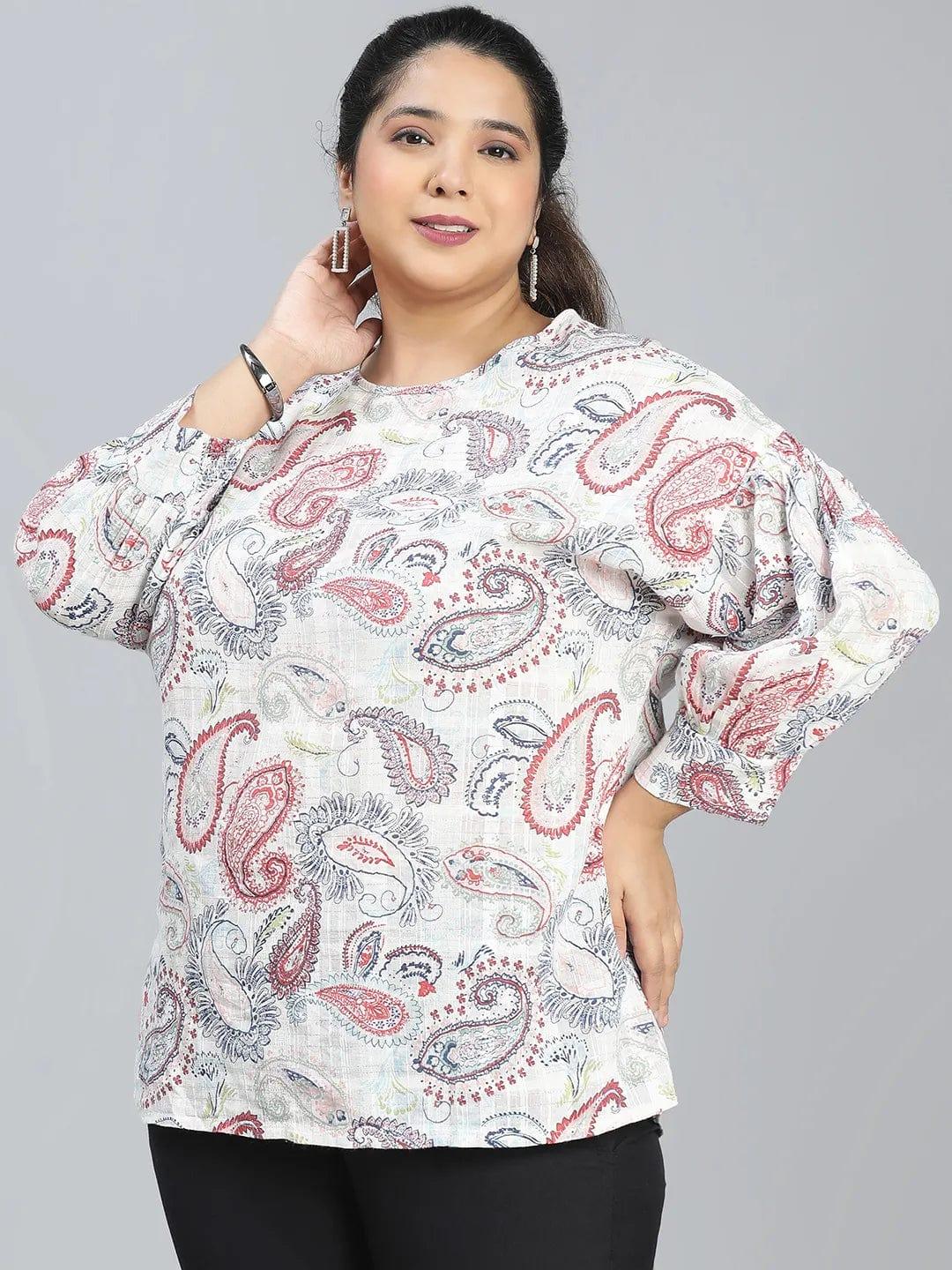 Multihued Printed Plus Size Casual Top