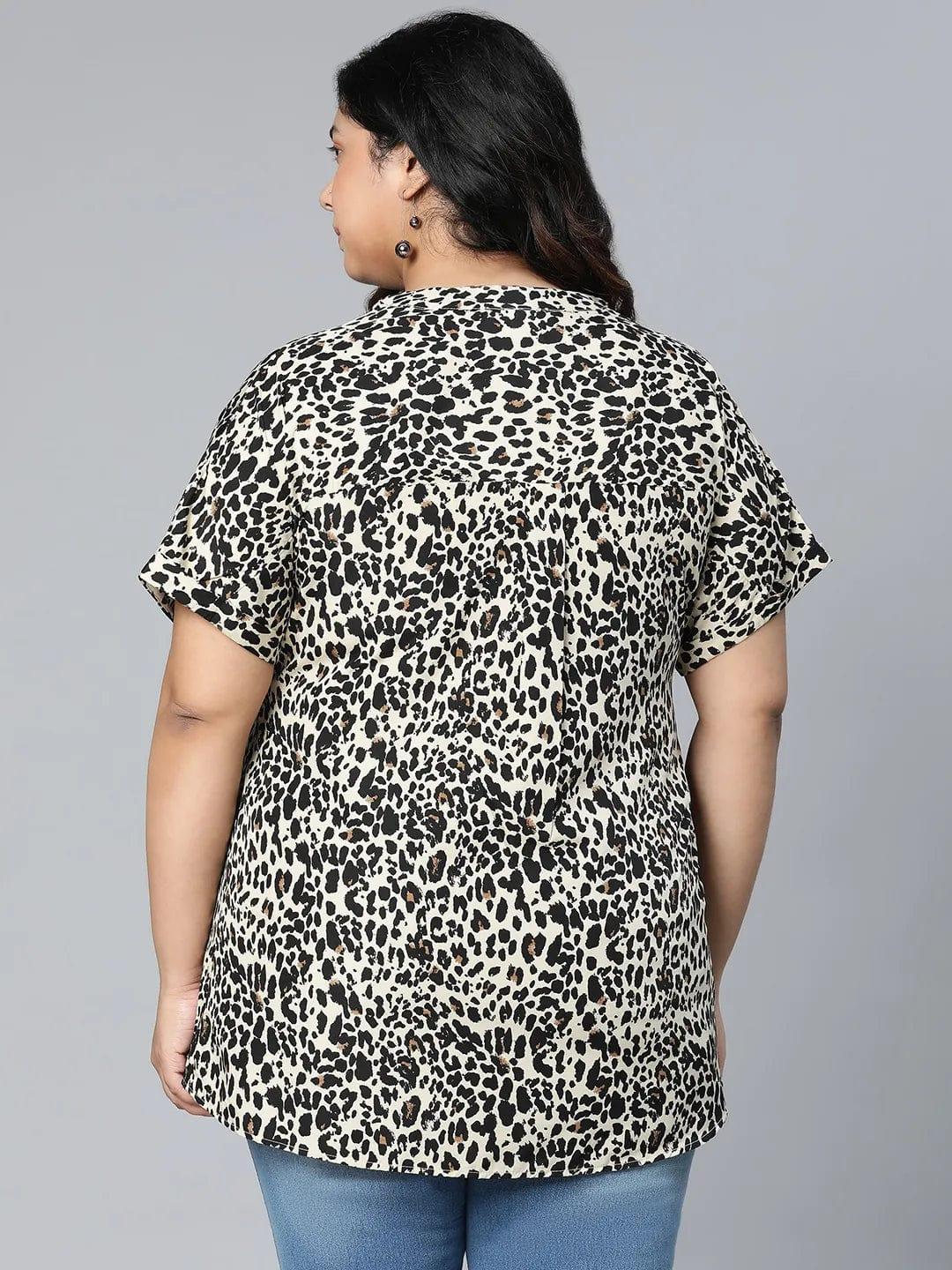 Breezed Black Color Animal Printed Plus Size Women Tunic