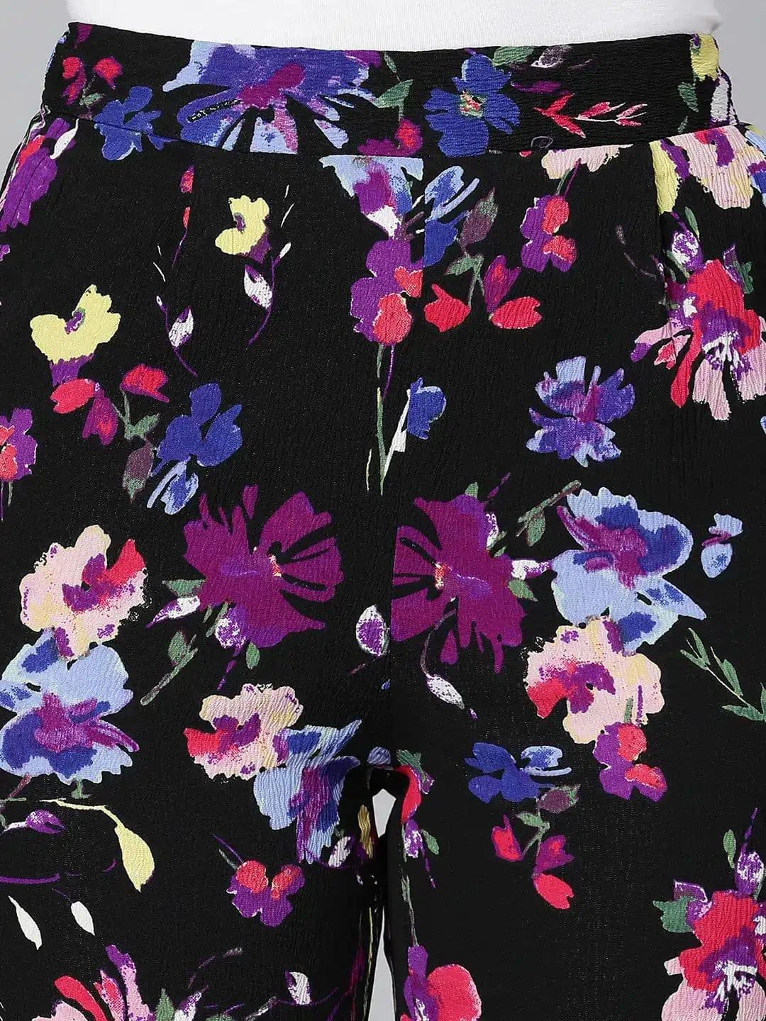 Glanced Of Florals Elasticated Women Pant - oxolloxo