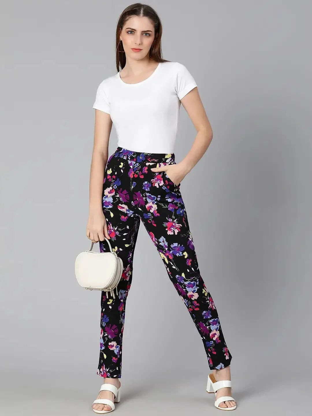 Glanced Of Florals Elasticated Women Pant - oxolloxo